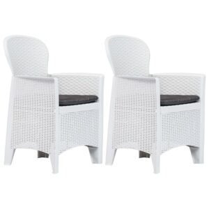 Garden Chairs Set of 2 with Cushions in White Rattan Look