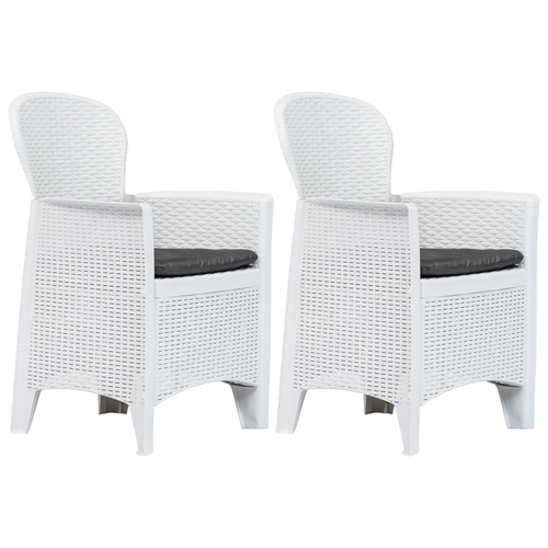 Garden Chairs Set of 2 with Cushions in White Rattan Look