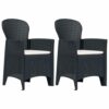Garden Chairs Set of 2 with Cushions in White Rattan Look