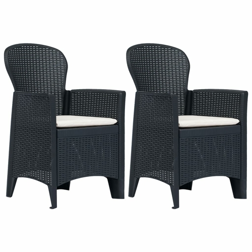 Garden Chairs Set of 2 with Cushions in White Rattan Look