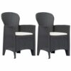 Garden Chairs Set of 2 with Cushions in White Rattan Look