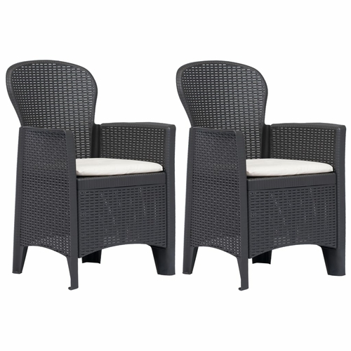 Garden Chairs Set of 2 with Cushions in White Rattan Look