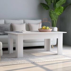 Modern White Coffee Table, Durable Chipboard Design, 39.4"x23.6"x16.5"
