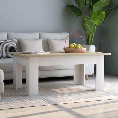 Modern White Coffee Table, Durable Chipboard Design, 39.4"x23.6"x16.5"