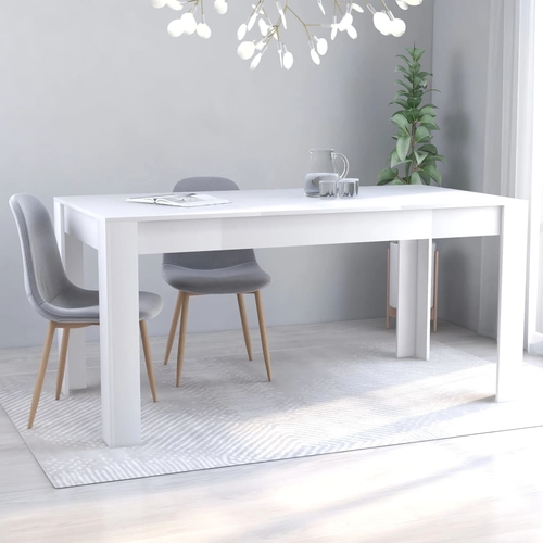 White Dining Table 63"x31.5"x30" - Durable Chipboard Design