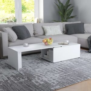 Modern White Coffee Table with Spacious Top, 59.1"x19.7"x13.8"