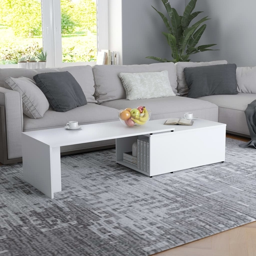 Modern White Coffee Table with Spacious Top, 59.1"x19.7"x13.8"