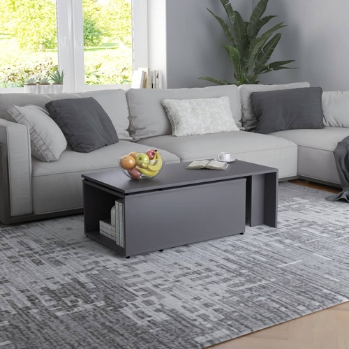 Modern White Coffee Table with Spacious Top, 59.1"x19.7"x13.8"