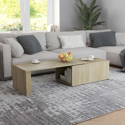 Modern White Coffee Table with Spacious Top, 59.1"x19.7"x13.8"