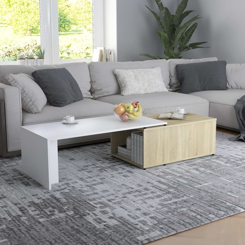 Modern White Coffee Table with Spacious Top, 59.1"x19.7"x13.8"