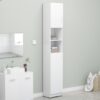Tall White Bathroom Cabinet with Shelves and Doors