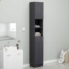 Tall White Bathroom Cabinet with Shelves and Doors