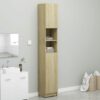 Tall White Bathroom Cabinet with Shelves and Doors
