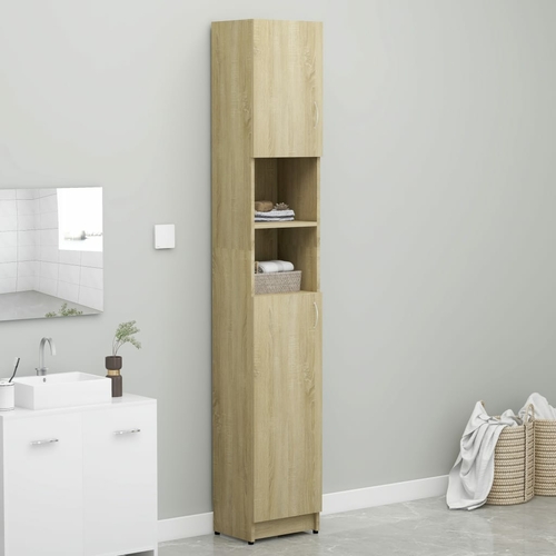 Tall White Bathroom Cabinet with Shelves and Doors