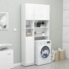 Tall White Bathroom Cabinet with Shelves and Doors