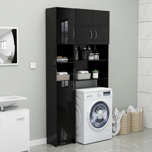 Tall White Bathroom Cabinet with Shelves and Doors