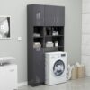 Tall White Bathroom Cabinet with Shelves and Doors