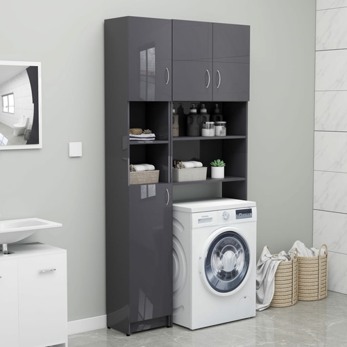 Tall White Bathroom Cabinet with Shelves and Doors