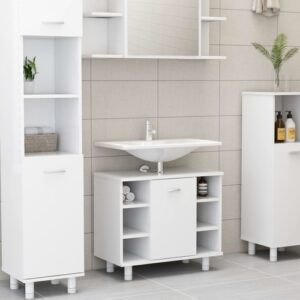 Compact White Bathroom Cabinet with Door and Compartments