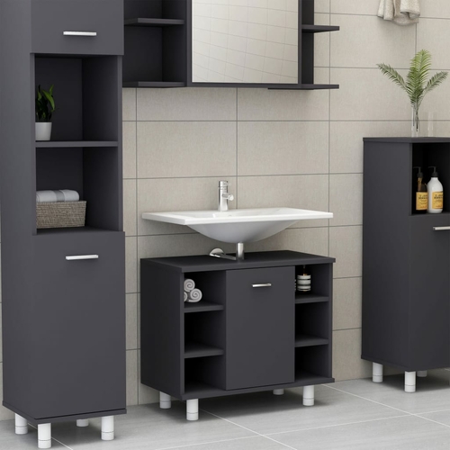 Compact White Bathroom Cabinet with Door and Compartments
