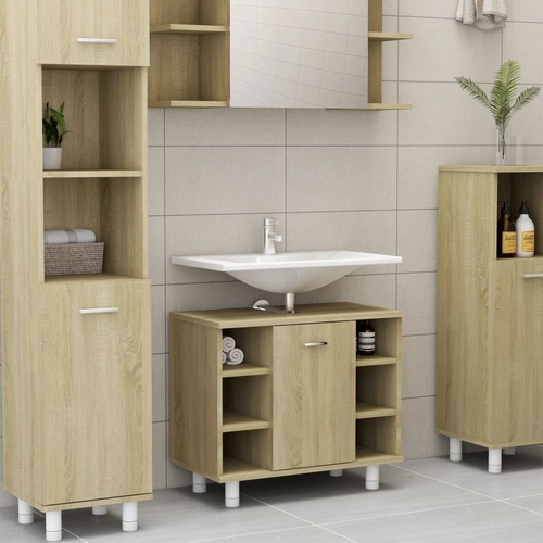 Compact White Bathroom Cabinet with Door and Compartments