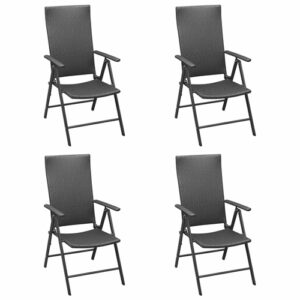 Stackable Garden Chairs Set of 2 in Poly Rattan Black