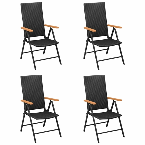 Stackable Garden Chairs Set of 2 in Poly Rattan Black