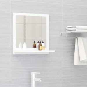 White Bathroom Mirror with Shelf 15.7"x4.1"x14.6"