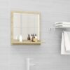White Bathroom Mirror with Shelf 15.7"x4.1"x14.6"