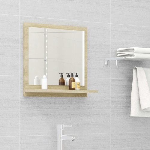 White Bathroom Mirror with Shelf 15.7"x4.1"x14.6"
