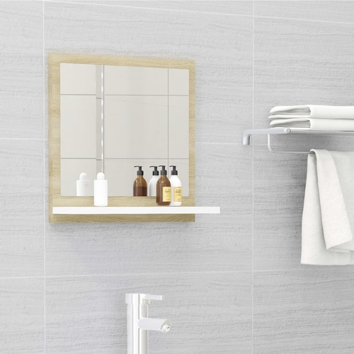 White Bathroom Mirror with Shelf 15.7"x4.1"x14.6"