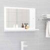 White Bathroom Mirror with Shelf 15.7"x4.1"x14.6"
