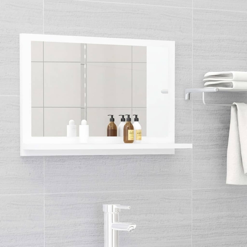 White Bathroom Mirror with Shelf 15.7"x4.1"x14.6"