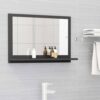 White Bathroom Mirror with Shelf 15.7"x4.1"x14.6"