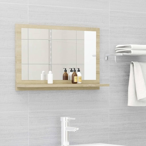 White Bathroom Mirror with Shelf 15.7"x4.1"x14.6"