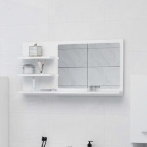 Bathroom Mirror White with Shelves - 35.4"x4.1"x17.7"