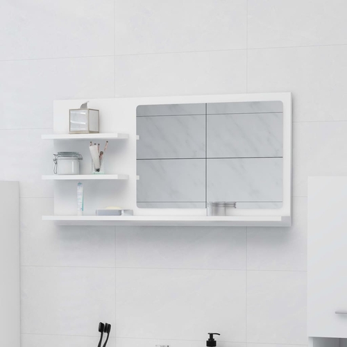 Bathroom Mirror White with Shelves - 35.4"x4.1"x17.7"
