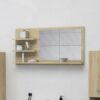 Bathroom Mirror White with Shelves - 35.4"x4.1"x17.7"