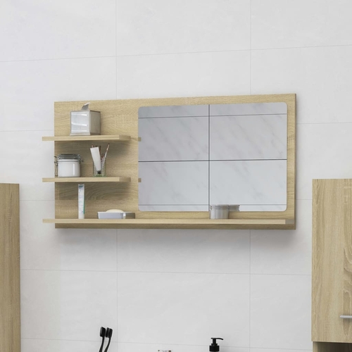 Bathroom Mirror White with Shelves - 35.4"x4.1"x17.7"