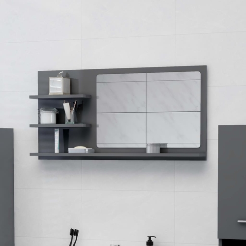 Bathroom Mirror White with Shelves - 35.4"x4.1"x17.7"