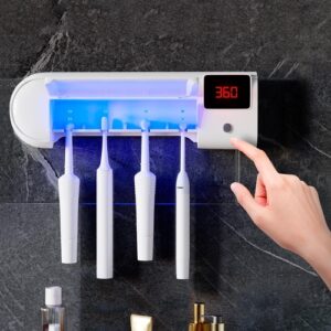 Wall Mounted Toothbrush Holder with 4 Slots and Sterilizer