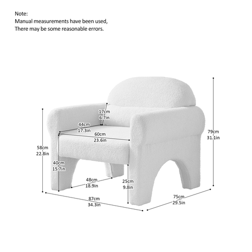 Modern Boucle Accent Chair with Lumbar Pillow for Living Room