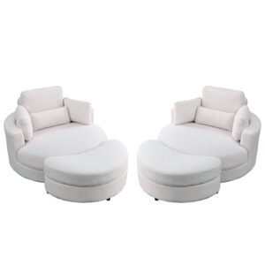 Swivel Accent Barrel Modern Sofa Lounge Chair with Ottoman