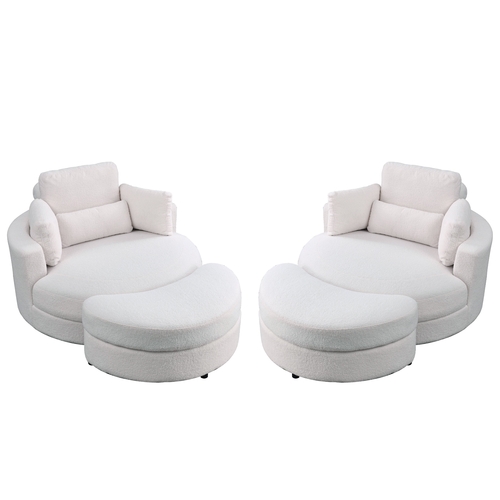 Swivel Accent Barrel Modern Sofa Lounge Chair with Ottoman