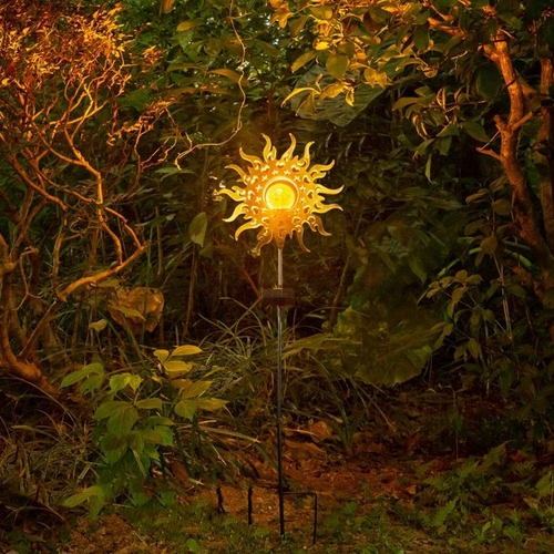 SolarEra Garden Stake Solar Lights Outdoor Sun Decor Crackle Glass