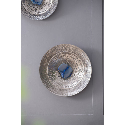 Silver Textured Oversized Disc Wall Decor for Living Room & Bedroom