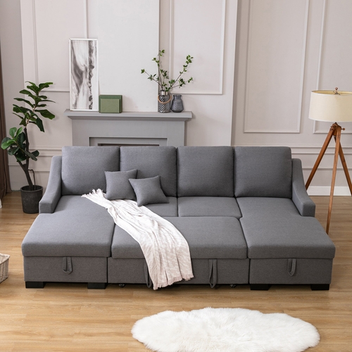 Upholstery Sleeper Sectional Sofa with Storage Chaise