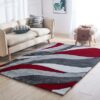 Aria Red & Gray Soft Pile Shaggy Area Rug