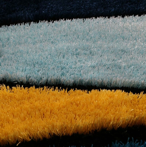 Aria Yellow and Blue Shag Area Rug | Modern Soft Pile Rug
