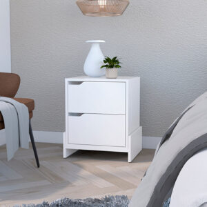 Nightstand Brookland, Bedside Table with Double Drawers